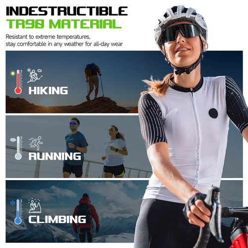 Ynaahi Sports Sunglasses. Shatterproof Polycarbonate Lens, UV400 Protection. Ideal for MTB, Cycling, Pickleball, & Running Safety