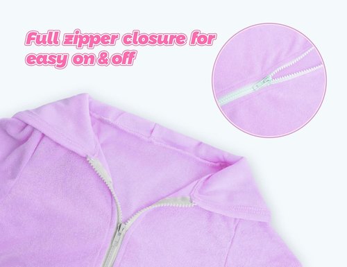 Girls Swim Cover Up Multicolor Hooded Zip-Up Terry Swimsuit Ruffle Bathing Suit Kids Short Sleeve Swimwear