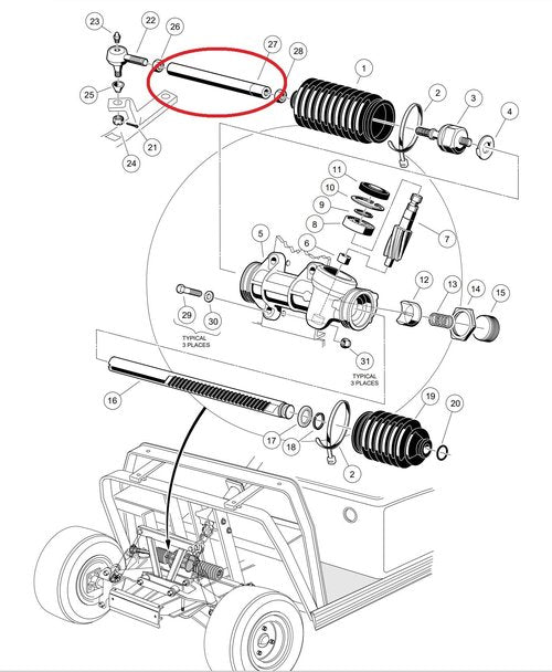 A.A Rack & Pinion Drag Link for Club Car DS Golf Cart 1984-2008# 1012467