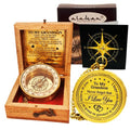 ALADEAN Brass Grandson's Divine Path Finder Compass - Engraved Quote, Wood Box, Uplifting Gift
