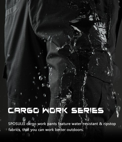 Cargo Pants for Mens Breathable Ripstop Cargo Work Pants Outdoor Quick Dry Stretch Tactical Construction Hiking Travel Pants with 9 Pockets Black 36Wx32L