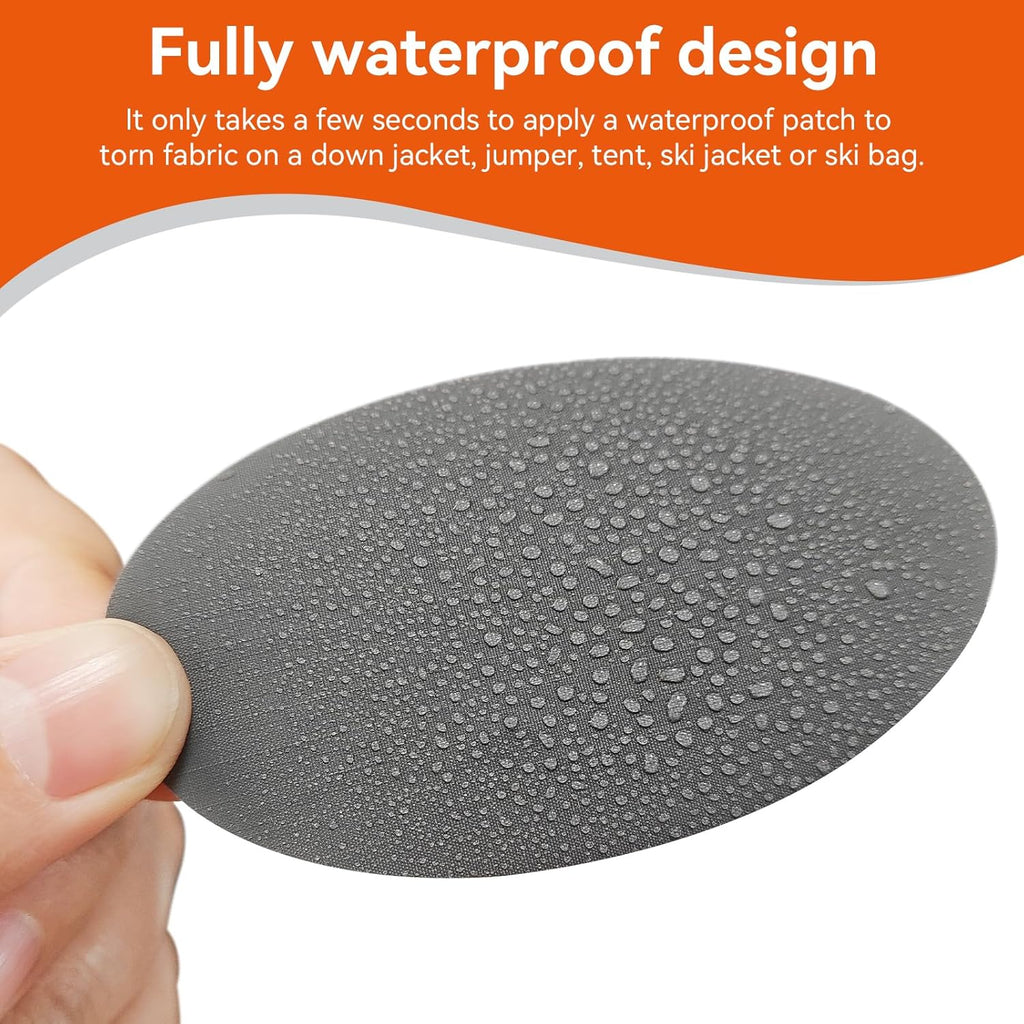 WILDREEDS Waterproof Down Jacket Repair Patches - 12Pcs Self-Adhesive, Tear-Resistant Nylon | Black