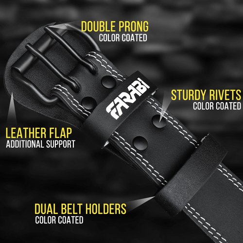 Farabi Sports Powerlifting Belt 100% Genuine Leather Weight Lifting Belt 4" wide Gym Belt Men and Women Weightlifting Belt for Gym Training Bodybuilding and Workout belt (Black, X-Large)