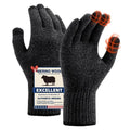 Heat equation Merino Wool Gloves for Men Women, Touch Screen Warm Glove Liners Thermal Soft Knit Lining for Winter Running Hiking L/XL Black Gray