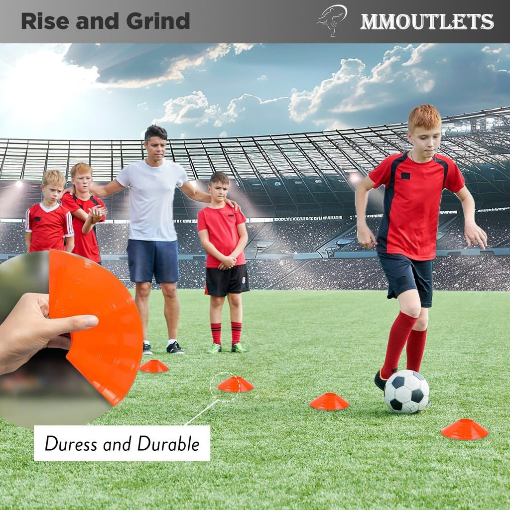Pro-Grade Soccer Training Cones Set by [Brand Name] - Durable Agility Cones with Carry Bag & Strap Holder | Ideal for Football, Basketball, and Sports Training