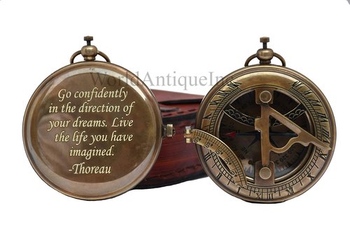 Engraved Go Confidently Brass Compass Quote Gift for Men, Dad, Son - Solid Brass, Antique Finish, Water Resistant, Motivational Quote, Unique Gift for Him or Her