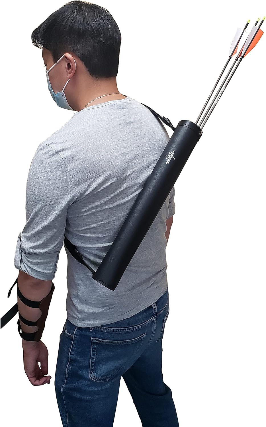 SAS Leather Tube 17" Hip Quiver Arrow Holder - Durable Design with Belt Clip for Archery