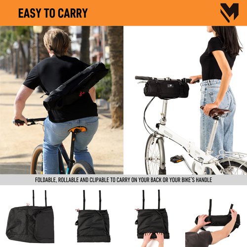 lamaki Bike Travel Bag, Folding Bike Bag 14-20 inch - Universal Fit Folding Bicycle Cover- Heavy Duty 1680D Nylon, Premium Metal Zippers, Roll up for Storage - Bike Travel Case