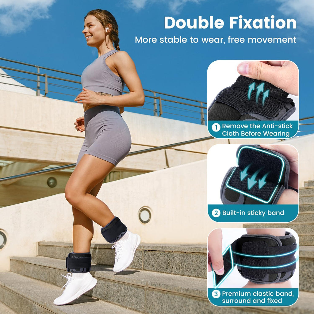 Sportneer Ankle Weights - Comfortable 4/10 lbs Pair for Strength Training, Dancing & Fitness Workouts