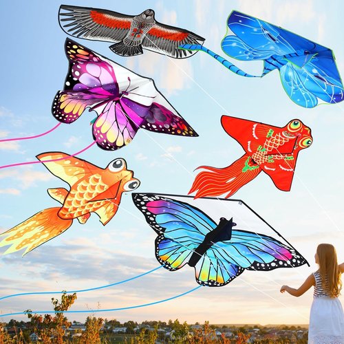 Leitee Large Butterfly Kite - Easy to Fly for Kids & Adults | 6 Pack for Outdoor Fun & Games