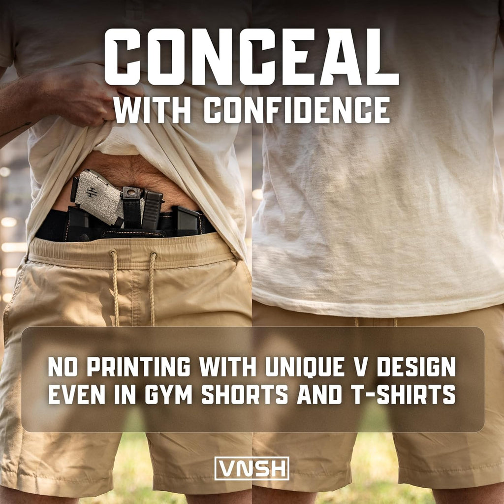 VNSH Belly Band Holster - Comfortable & Secure Concealed Carry | Fits 99% of Handguns with Mag Pouches