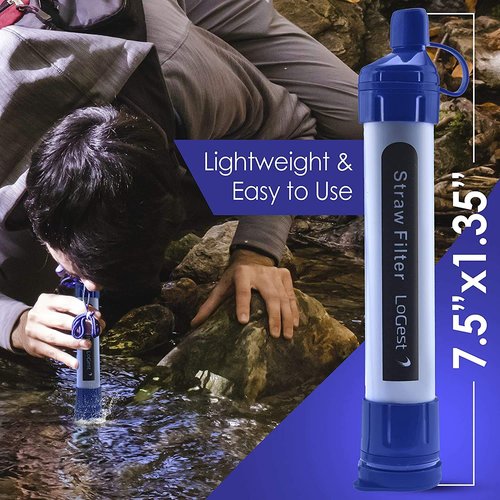 Logest Water Filter Straw - Portable 4-Pack Water Purification Device for Camping & Travel