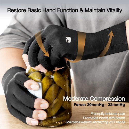 INZILOTEX Arthritis Compression Gloves, Super Soft and Seamless Arthritis Gloves for Carpal Tunnel Pain Relief Gloves for Men & Women (L)