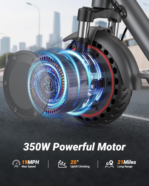 Electric Scooter by [Brand Name] - 350W-500W Motor, 9-22 MPH, 10-41 Miles Range, Dual Suspension & Braking