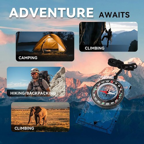 Compass Hiking Survival | Wilderness Navigation Compass for Kids - Magnetic Gear Set for Camping & Backpacking