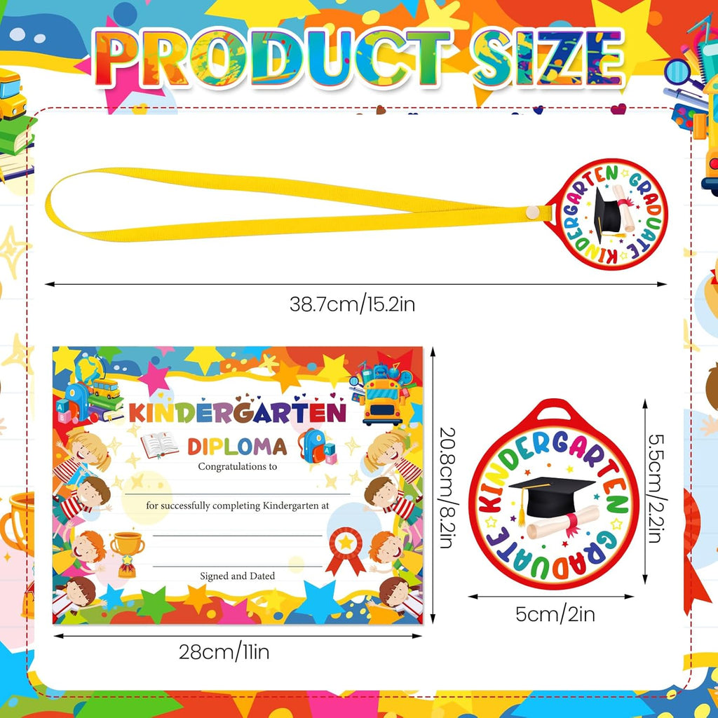 Regine Switzerland 48Pcs Graduation Medals & Certificates - Perfect for Preschool & Kindergarten Celebrations