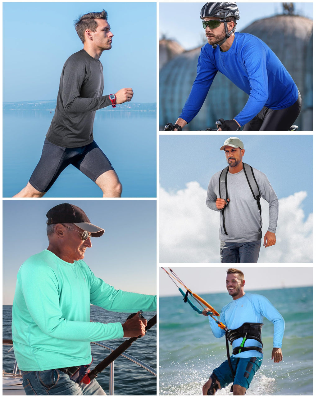 Roadbox UPF 50+ Sun Shirts for Men, UV Protection Long Sleeve Swim Shirt, Quick Dry Rash Guard for Fishing Hiking Running Orange