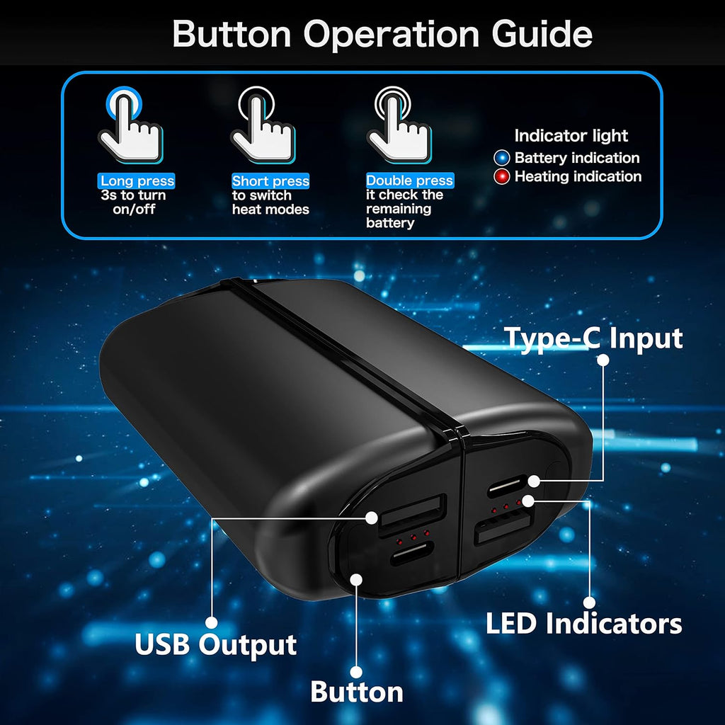 Skiennix Rechargeable Hand Warmers - 10000mAh Magnetic Electric Power Bank | 3 Heat Levels for Winter Camping & Hunting