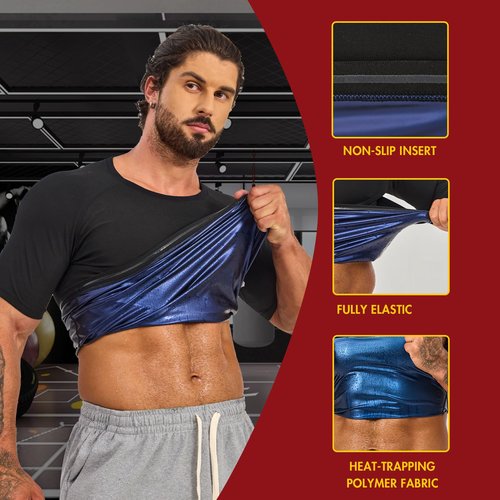 Lsnere Sauna Suit Sweat Shirt For Men Heat Trapping Compression Vest Shapewear Top Gym Accessories Exercise Slimming Body Shaper Workout Clothes Sweating Jacket M