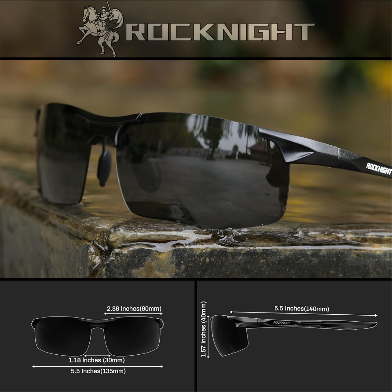 ROCKNIGHT HD Polarized Sunglasses - Ultra-Light UV400 Protection for Golf & Fishing | Outdoor Use