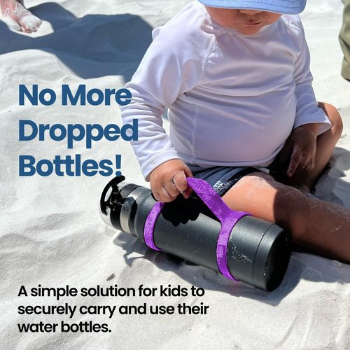 BottleBand One Size Fit All Water Bottle Holder - Durable Silicone Band Holder Strap, Comfortable Drop Protection. Anti Slip for Running, Hiking, or Walking (Blank, Purple)