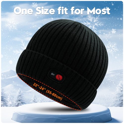 SVPRO Heated Beanie Hats for Men Women,Rechargeable Battery Heated Winter Hat Electric Knit Skull Cap,Outdoor Heated Hat Unisex Cold Weather Hats