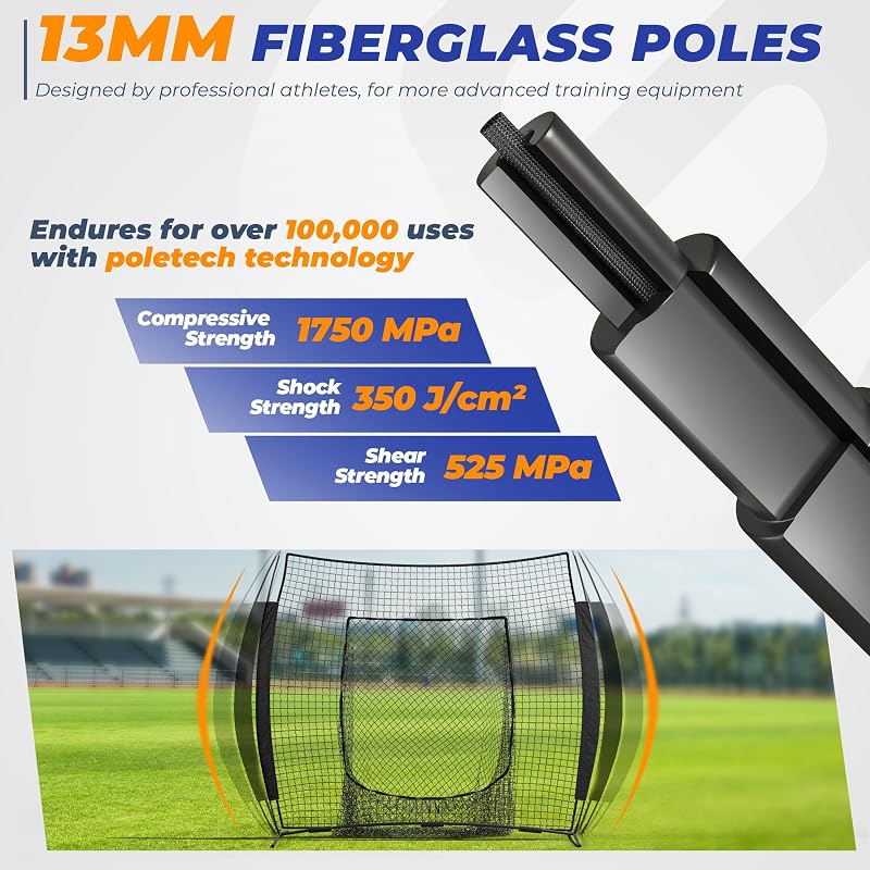 7x7ft Baseball Net for Batting Hitting Pitching - Black, 90-Second Setup