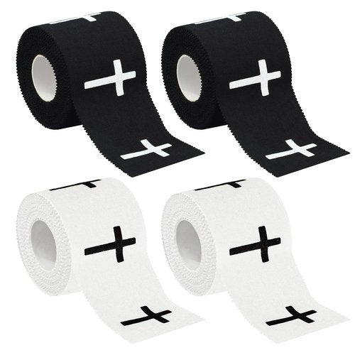 4 Pcs Christian Athletic Tapes Religious Sport Tape with Cross White Black Cross Athletic Wrist Tapes for Sports Gymnastics Tennis Baseball Boxing Athlete First Aid Injury Wrap, 2inx23ft