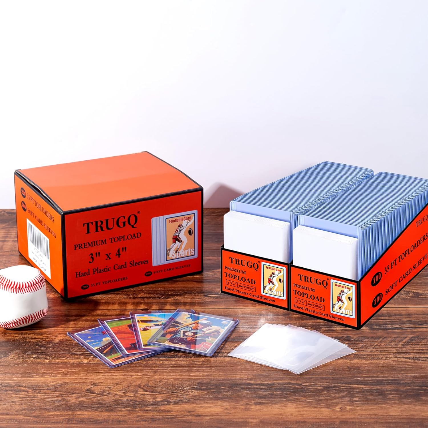 Skiennix 1000 Card Sleeves - Toploaders & Soft Sleeves for Trading Cards | 3" x 4" Hard Plastic Protectors