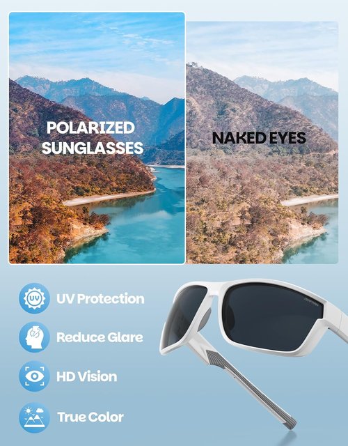 DEAFRAIN Polarized Sports Sunglasses - Unbreakable Frame with UV Protection | Ideal for Running, Fishing, Driving