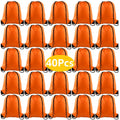 KUUQA 40Pcs Drawstring Backpack Bags Bulk Orange Drawstring Bag Foldable Gym Bag Sport Cinch Sack String Backpack Storage Bags for Women Men Shopping Gym Travel Sports