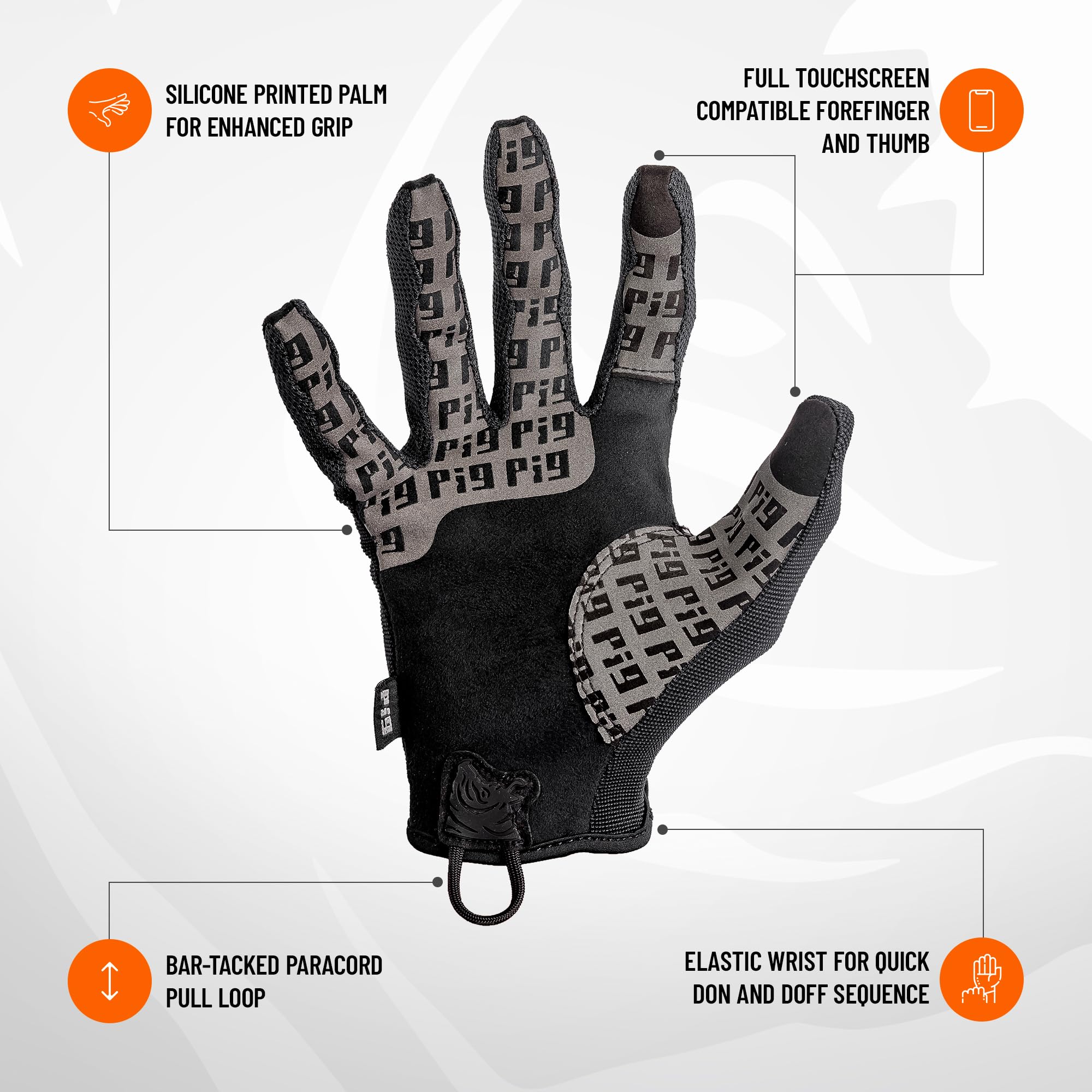 PIG Delta Utility Tactical Gloves, Touchscreen Compatible, High Dexterity, for Shooting, 1 Pair, Black, Large