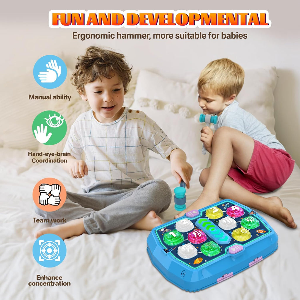 Whack Game Mole | Interactive Pounding Toy for Toddlers | 3 Modes, 2 Hammers, Sound & Light | Ages 3-8