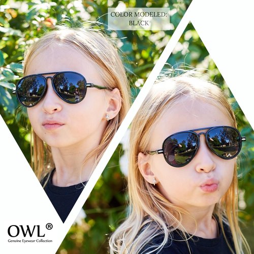 OWL 20 Pack Kids Aviator Sunglasses Bulk UV400 Toddler Aviators Party Supplies, Beach, Pool Party Favors, Wholesale (Blue)