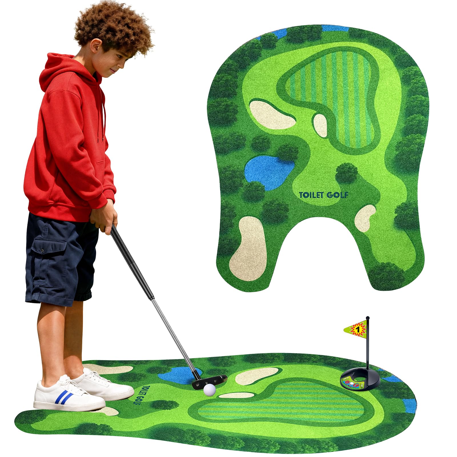 PITCOTT Toilet Golf Game, Mini Golf That Can Be Played in The Bathroom - Wonderful Toilet Time, Gag Gifts,Funny White Elephant Gift, Prank Gift for Dad Husband, Boyfriend, Men