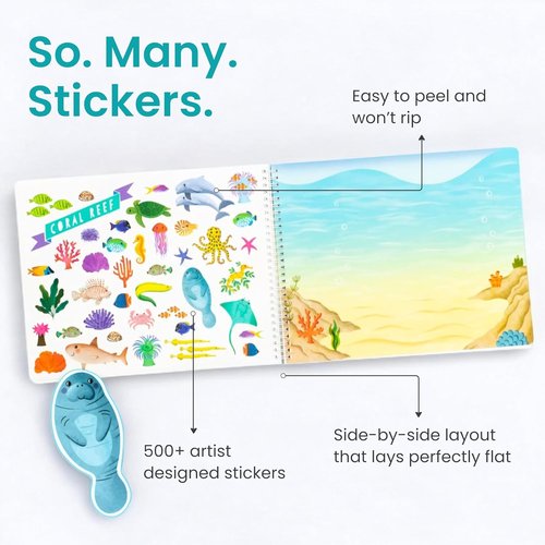 Cupkin 500+ Kids Sticker Book - Airplane Travel Activity & Coloring Fun | Road Trip Essentials for Ages 2-8