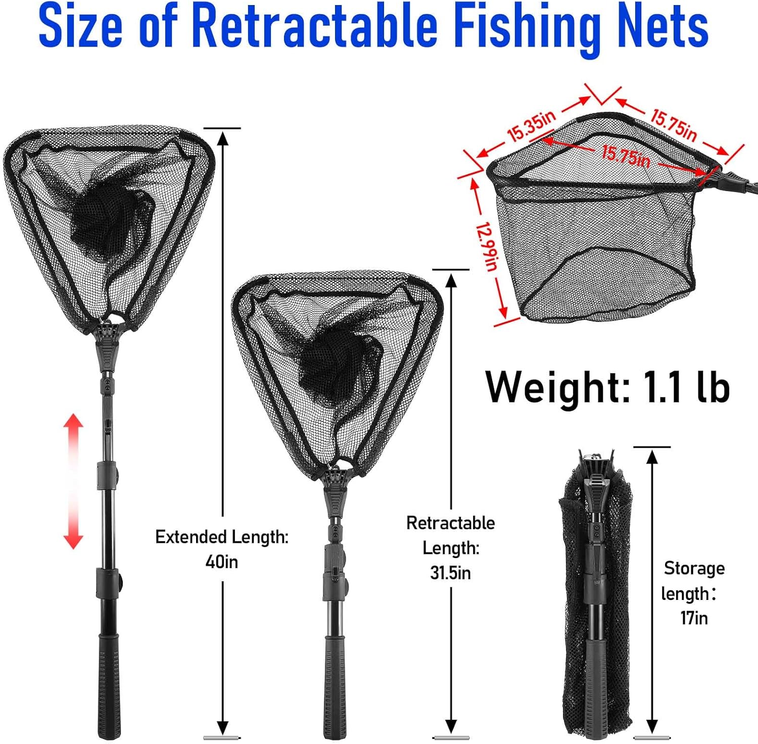 Skiennix Telescoping Fishing Net - Durable Folding Design for Easy Transport | Compact Freshwater & Saltwater Gear
