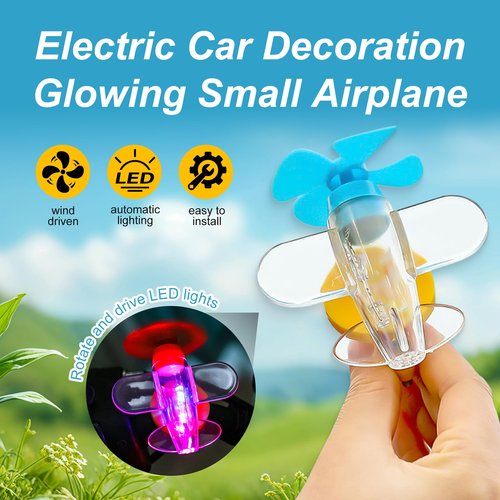 YOUNEEDFUL 2PCS Wind Driven Bicycle Lights, Cute Airplane Handlebar Pendant with LED Lights, Accessories for Electric Vehicles and Motorcycles, Suitable for Sports and Outdoor Activities.