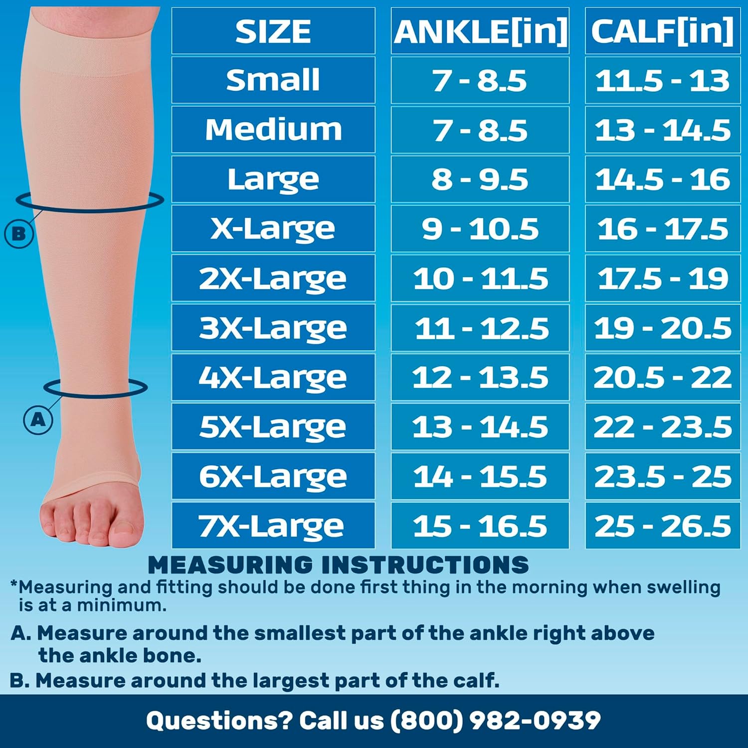 Skiennix Open Toe Compression Socks - Plus Size 15-20mmHg Wide Calf Support - 3 Pairs