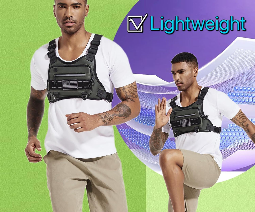 Skiennix Tactical Chest Bag - Water Resistant Running Vest for Men & Women | Black Outdoor Pack
