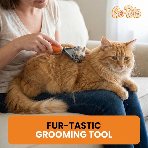 GoPets 2-in-1 Dematting Comb - Double-Sided Dog Brush & Cat Grooming Rake for Shedding & Mats