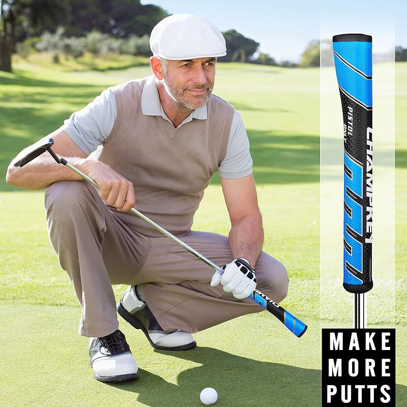 CHAMPKEY Pistol Golf Putter Grip - Midsize Blue, Lightweight Comfort & Textured Traction