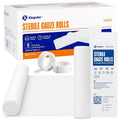 Sterile Gauze Roll 6 in x 4.1 yd (6 Rolls) - Adhesive Free, Breathable First Aid Gauze