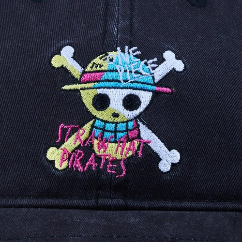 Bioworld One Piece Live Action Straw Hat Pirates Logo Adult Black Unstructured Baseball Cap