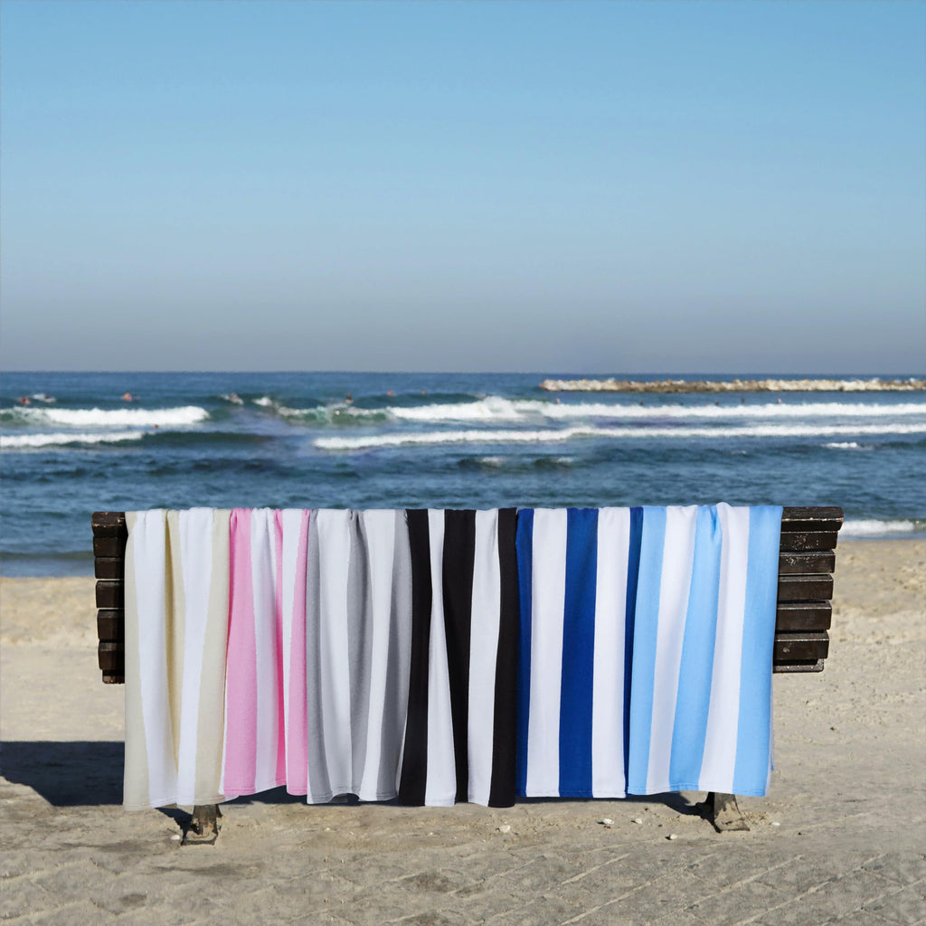 WILFA Extra Large Beach Towel - Oversized Mircofiber Beach Towel 40'' x 70'', XL Striped Lightweight Pool Towel, Big Cabana Swim Travel Towel for Adults Mens Women,Blue