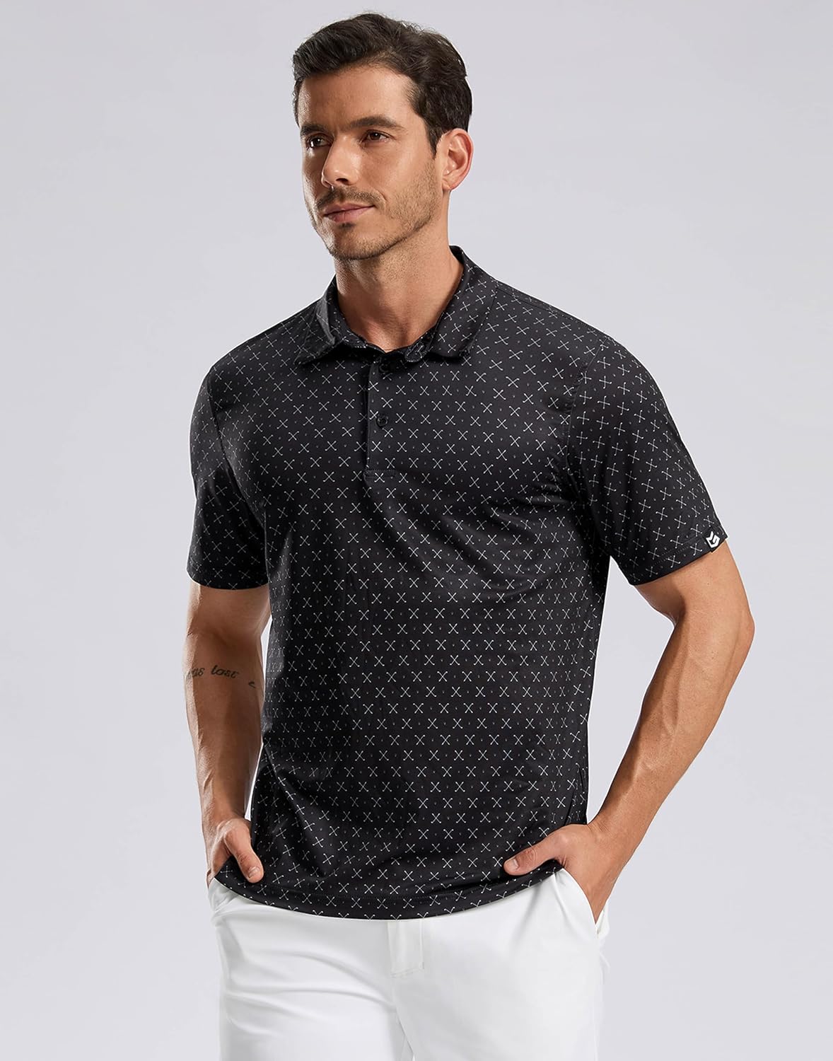 Skiennix Men's Golf Shirt - Short Sleeve Moisture-Wicking Polo | Lightweight Casual Print Design