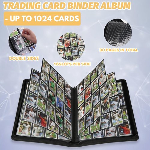 GERMUN Trading Card Binder - 16 Pocket Premium Album for 1000+ Cards | Double-Sided Purple Cover