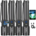 Rechargeable LED Flashlight 4 Pack with Power Display, 5 Modes, IPX5 Waterproof