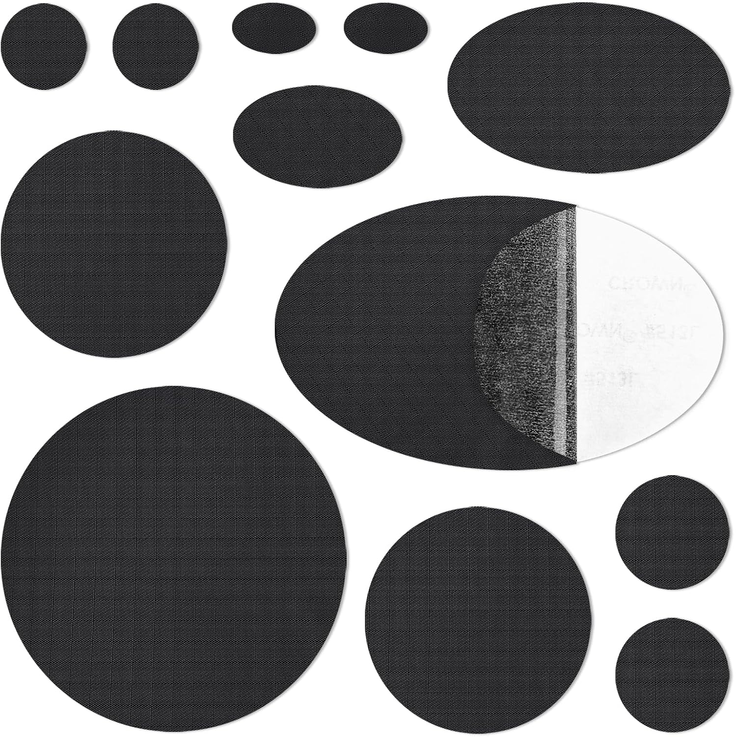 WILDREEDS Waterproof Down Jacket Repair Patches - 12Pcs Self-Adhesive, Tear-Resistant Nylon | Black