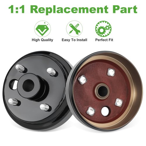 10L0L 2 Pack Golf Cart Brake Drum Hub Assembly for EZGO-TXT 1991-Up 4 Cycle Gas Models, Replace OEM 21807-G1 21807G1 41843-94, Large Hole Rear Brake Drum Hub